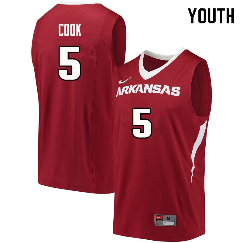 Youth#5 Arlando Cook Arkansas Razorback College Basketball Jerseys Sale-Cardinal